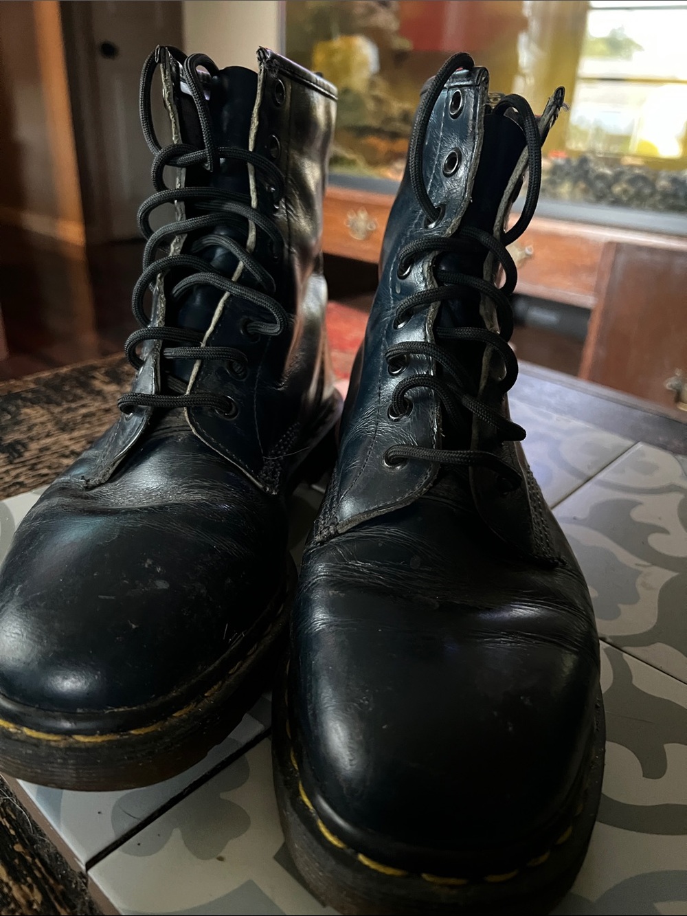 Dr. Martens Black Leather Lace-Up Combat Boots